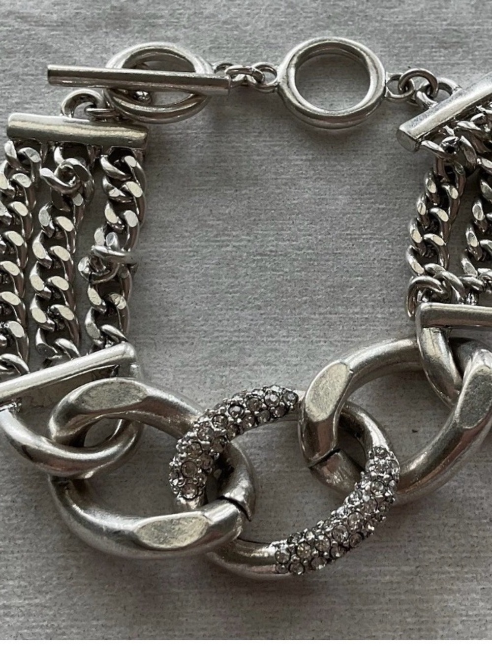Vintage silver-tone multi-strand chain bracelet Rhinestones Premier Designs